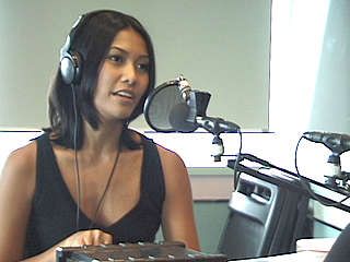 Anggun during an interview for a Tokio radio station