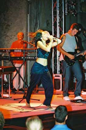 Anggun in concert at Erbalunga (Corsica, France) on summer 2001.<br>These pictures are kindly provided by Philippe Chavazas - www.chavazas.com